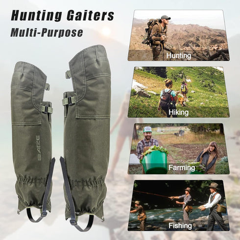 Tactical Leg Gaiters - Full Length Zip Waterproof Breathable High Gaiters for Hunting, Hiking, Walking
