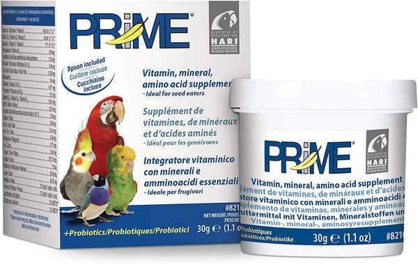 Hagen Prime Parrot Vitamin, Mineral, and Amino Acid Supplement for Seed Eating Birds, 1.1 oz