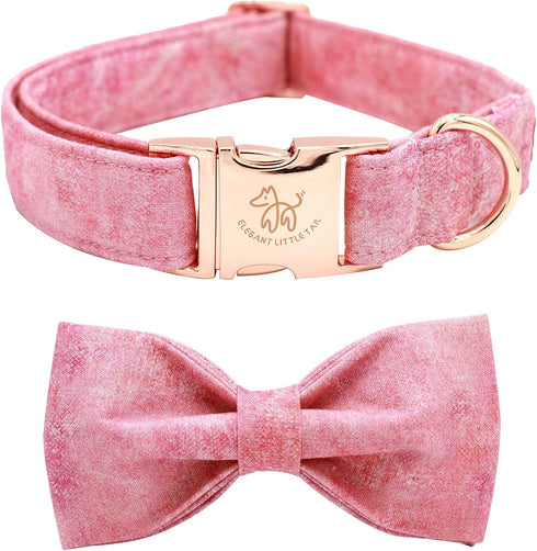 Elegant little tail Pink Colorful Dog Collar, Comfortable Adjustable Soft Bowtie Collar for Small Dogs