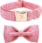Elegant little tail Pink Colorful Dog Collar, Comfortable Adjustable Soft Bowtie Collar for Small Dogs