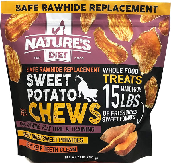 Nature's Diet Sweet Potato Chews XL 2lb Bag Safe Rawhide Replacement, Natural