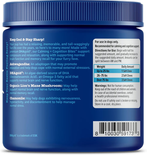 Zesty Paws Senior Advanced Calming & Cognition Soft Chews for Dogs - Brain Health & Nervous System Support with