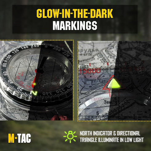 MTac Liquid Filled Baseplate Compass GlowinDark Orienteering/MapReading Compass for Hiking, Survival, Camping, Hunting