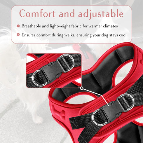 Comfort Fit Step-in Dog & Puppy Harness, All Weather Vest Harness: Adjustable, Soft Padded for Small, Medium Dogs