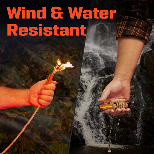 Prepared4X Fire Starter Survival Tool - All-in-One Flint and Steel Kit with 36" Waterproof Tinder Wick Rope