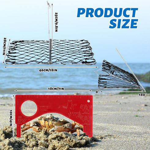 3 Set Arrowbash Castable Crab Trap with Red Gauge and Bait Clip Foldable Crab Trap Snare Crabbing Net Equipment