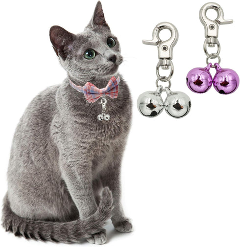 Bells for Dog Collars - 2 Pack Stainless Steel Bell Necklace for Dogs & Cats, Pet Pendant Accessories