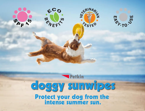 15 20 Petkin Dog Sunscreen Sunwipes - Sunscreen for Dogs, SPF - Simply Wipe on Anytime for Instant Sun Protection