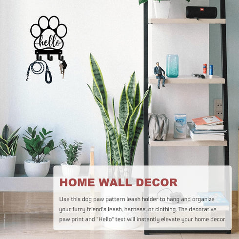 Dog Leash Holder for Wall, Wall Mount Organizer with Hello - Dog Leash, Key, Dog Stuff Storage