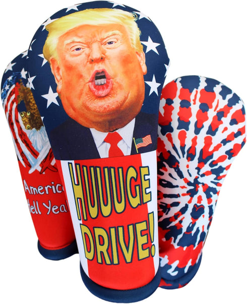 Trump Driver Golf Club Headcover - HUUUGE Drive! MAGA Fun! Easy On/Off, Made in USA by BeeJos, Golf Gift Accessory