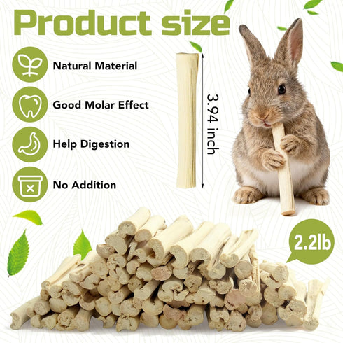 StyEdEk 2.2Lb/1000g Chinchilla, Natural Sweet Bamboo Chew Toys Chew Sticks Bamboo Sticks Teething Toy for Rabbit