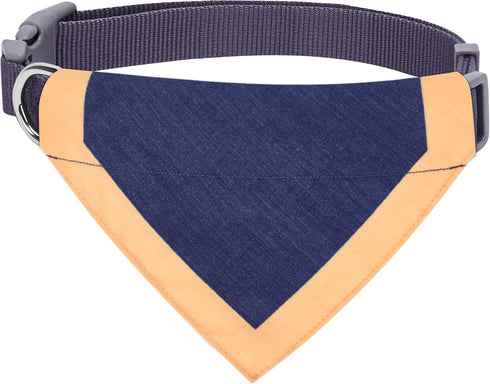 Blueberry Pet Adjustable Bandana Collar with Embroidered Name Tag – Eco-Friendly Quick-Release Buckle, Greyish-Purple,