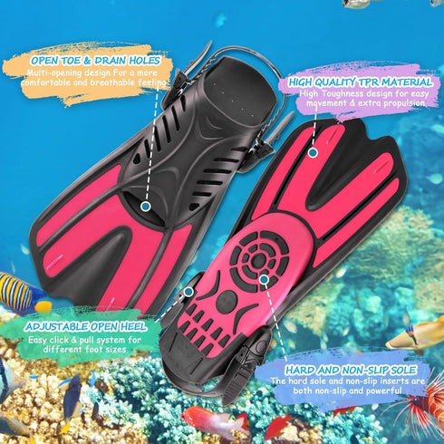 4 1 Set Set Swimming Snorkeling Gear for Kids, in Child Mask Fins Snorkel with Panoramic View Anti Fog Mask, Dry Top