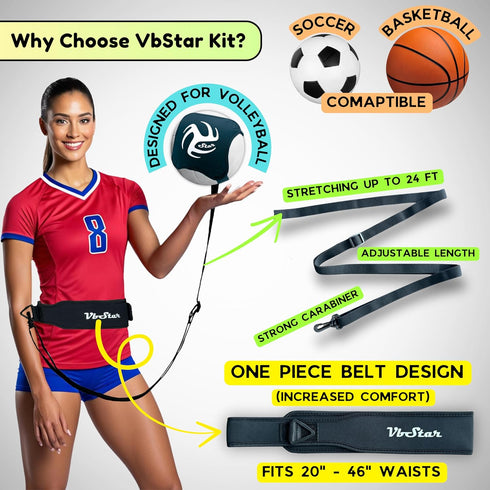 Volleyball Training Equipment Aid - Perfect Solo Serve & Spike Trainer for Beginners & Pros