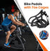 9/16'' 500lb Bike Pedals with Toe Cages for Regular or Clipless Shoes, Spindle, Compatible with Mountain Road Bikes