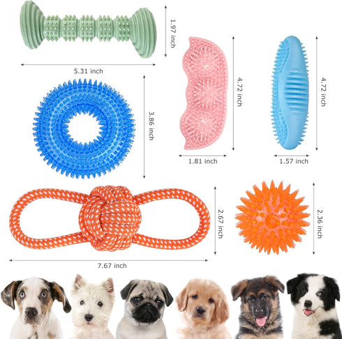 6 Pack Dog Chew Squeaky Toys for Puppy Teething 2-8 Months, Soft & Durable Chew Toys for Small and Medium Dogs