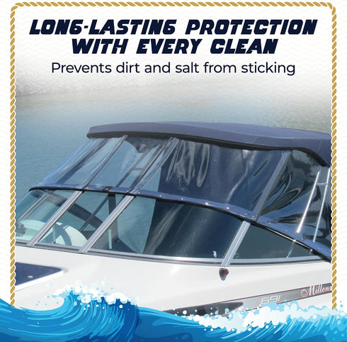 16.9 oz Salty Captain Captain Clears Cleaner Marine Glass, Strataglass & Isinglass Cleaner Removes Dirt, Salt & Grime