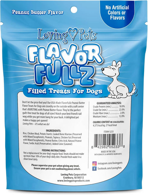Loving Pets Flavorfullz Filled Treats for Dogs, Peanut Butter 6 oz.