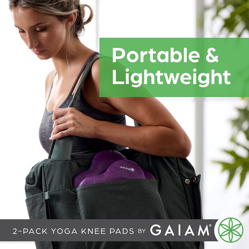 Gaiam Yoga Knee Pads (Set of 2) - Cushions for Knees and Elbows for Fitness, Travel, Meditation, Pilates, Purple