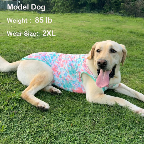 Dog Tie Dye Sleeveless T-Shirt - Green Red Printed Vest Shirt Pajamas for Extra Large Dogs (3X-Large)