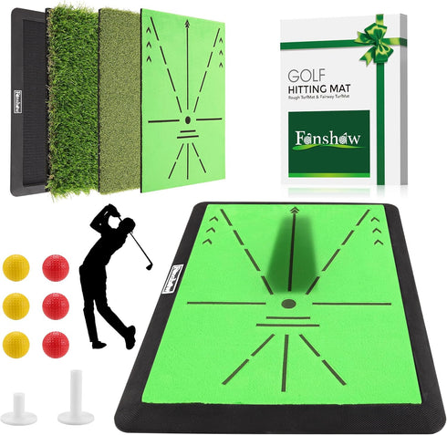 Fanshaw Golf Hitting Mat, Swing Path Feedback Golf Training Mat, 16"x12" Extra Replaceable