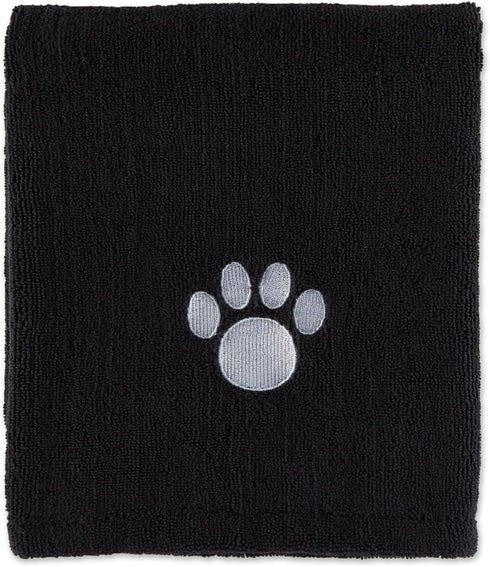 Bone Dry Absorbent Microfiber Pet Grooming Towel Collection, X-Large 41x23.5", Embroidered Black