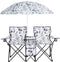 Generic Double Folding Picnic Chairs with Umbrella Mini Table Beverage Holder Carrying Bag