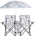 Generic Double Folding Picnic Chairs with Umbrella Mini Table Beverage Holder Carrying Bag