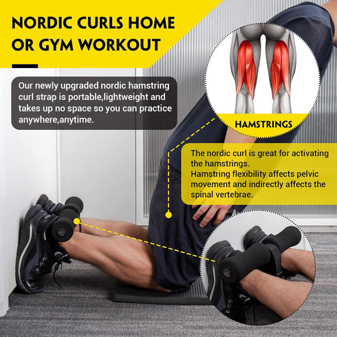 Nordic Hamstring Curl Strap, Nordic Curl Strap Holds 420 Pounds Great for Hamstring Curls, Sit-ups, Spanish Squats, Ab Workout, 5 Second Setup Nordic Curl Strap Home Fitness Equipment by COFOF