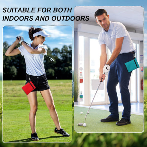 WILLBOND 12 Pcs Golf Tee Pouch - Multicolor Bag Holder with Metal Lobster Claw Clip, Portable Golf Accessories for Men,