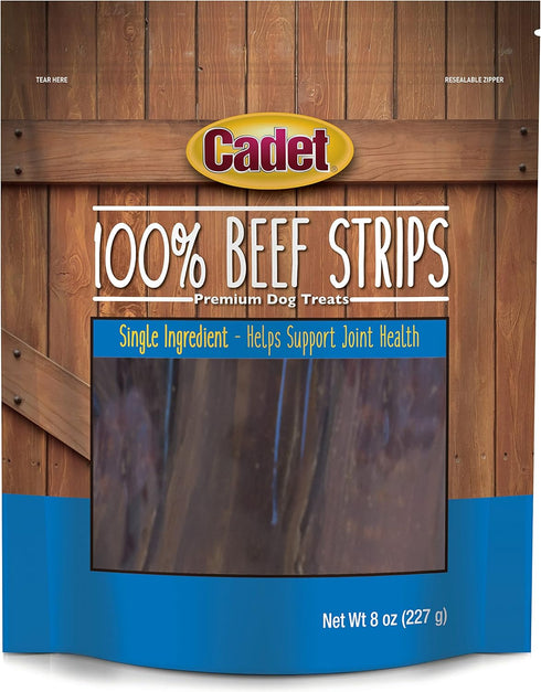 Cadet 100% Beef Strips Dog Chew Sticks, Long-Lasting Natural Treats, 8 oz