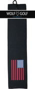 Wolf Golf Towels - American Flag Embroidered USA Golf Towel, Gift for Men or Women