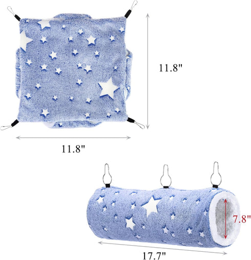 Hammock Hammock) Mogoko Noctilucent Luminous Guinea Pig Rat Bunkbed Hanging Tunnel and Soft Bed Mat for Ferret Hedgehog