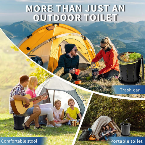 Portable Toilet Kit for Adults, Retractable Camping Toilet with Wearable Privacy Tent Outdoor Travel Toilet