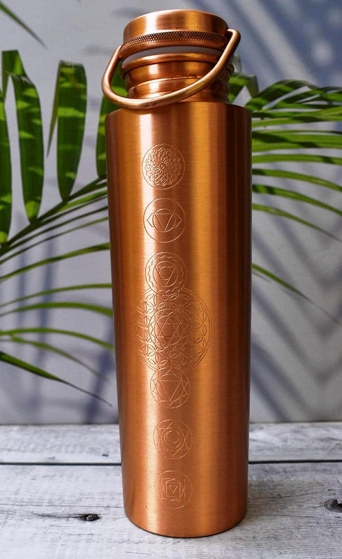 Pure Copper Water Bottles, Seamless Leak Proof Ayurvedic Copper Bottle (1000ml)