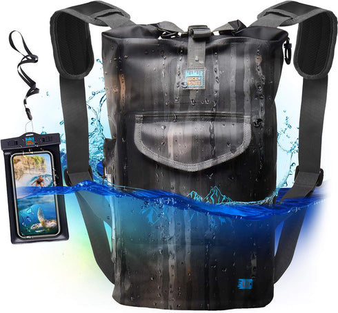 Luck route Dry Bag, Waterproof Backpack for Kayaking, Boating, Fishing, Quick-Access Outer Pocket