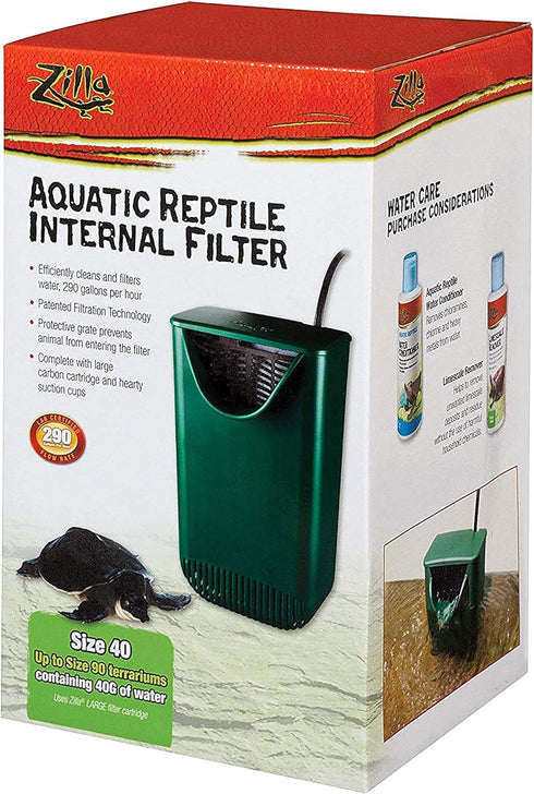 Zilla Aquatic Pet Reptile Internal Water Filter for Up to 40 Gallons