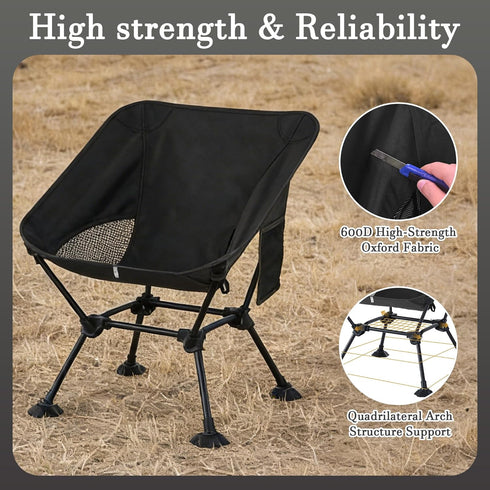 Backpack Ultralight Camping Chair,Compact Folding Chair with Anti-Sinking Large Feet and Storage Bag,Lightweight Chair
