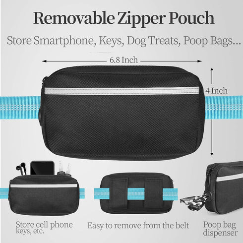 iYoShop Hands Free Dog Leash with Zipper Pouch, Dual Padded Handles and Durable Bungee for Walking, Jogging and Running