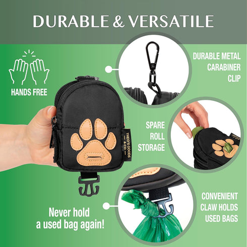 Dog Poop Bag Holder for Leash Dog Treat Pouch, Cute Premium Double Sided Bag Dispenser with Clip Attachment, Outdoor