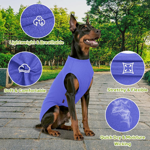 2 Pack Dog Shirts, Quick Dry Breathable Sleeveless Vest, Summer Stretchy Tank Top T-Shirts for Large Dogs (M)