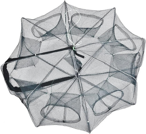 RiToEasysports Fish Net, Portable Collapsible Fishing Trap with Steel Wire Frame for Crab and Lobster, Perfect