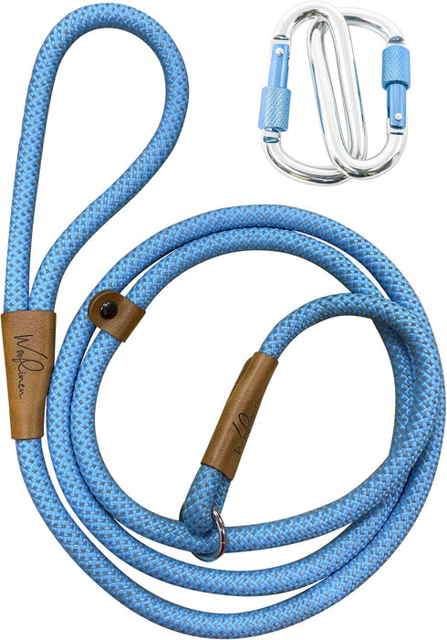 Ultra Reflective Premium Dog Slip Leash, 6 Foot Mountain Climbing Rope, Great for Training Strong Pullers (Woof Blue