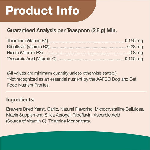 NaturVet Brewers Dried Yeast Formula with Garlic Flavoring Plus Vitamins for Dogs and Cats, 1 Pound
