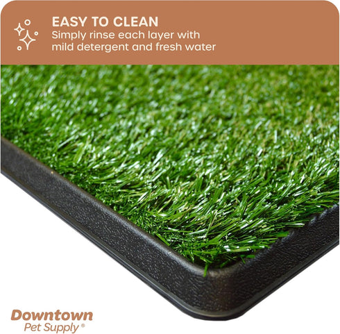 Downtown Pet Supply Dog Grass Pad with Tray, 16 x 20, Indoor and Outdoor Potty System with Synthetic Grass