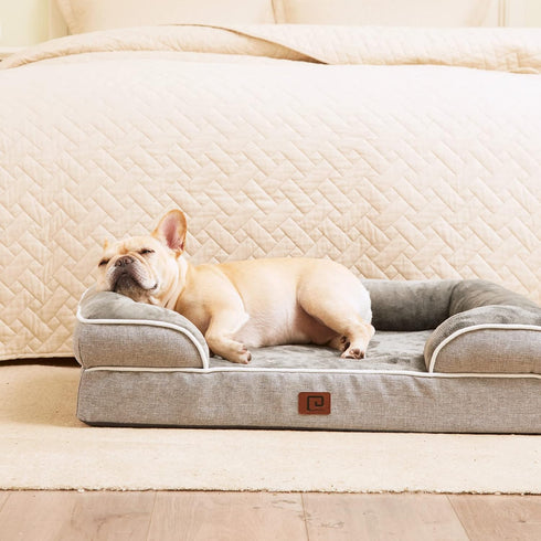EHEYCIGA Orthopedic Dog Bed for Medium Dogs, Waterproof Memory Foam Couch Bed with Washable Removable Cover, Grey