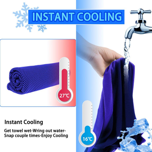 Tagefa 20 Pack, 40"x 12" Cooling Towels Cooling Rags Neck Wraps for Sports with Carrying Pouch, Gym Cooling Neck Towels