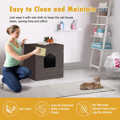 Cat Litter Box Enclosure Litter Box Furniture Hidden Wooden Washroom Litter Box Cabinet Indoor Cat House Side End Table