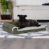 Furhaven Cooling Gel Dog Bed for Medium/Small Dogs, Removable Bolsters & Washable Cover, Two-Tone Plush Faux Fur, Dark
