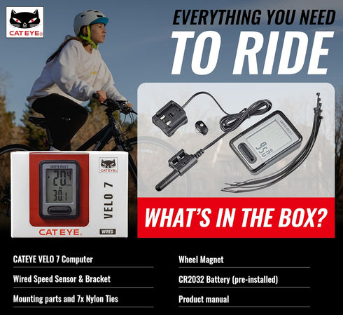 Setup 3 CATEYE Wired Bike Computer Entry-Level Speedometer and Odometer, Perfect for Beginner Cyclists, Auto